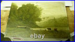 Peinture sur toile ancienne cavalier arabe + 1 tabeau vache personnage