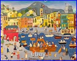 Peinture sur toile de Alain Jardonnet Camogli d'après Puppo 81cm x 116cm