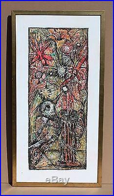 Peinture sur toile fleurs a l'oiseau par Georges Ebrin Adingra