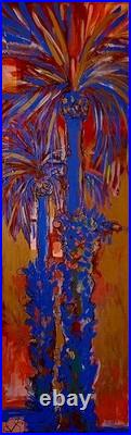 Peinture sur toile signée Marie-CélineChottin les 2 Palmiers bleus