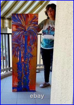 Peinture sur toile signée Marie-CélineChottin les 2 Palmiers bleus