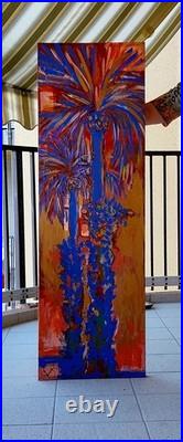 Peinture sur toile signée Marie-CélineChottin les 2 Palmiers bleus