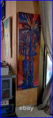 Peinture sur toile signée Marie-CélineChottin les 2 Palmiers bleus