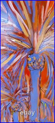 Peinture sur toile signée Marie-CélineChottin les 2 Palmiers bleus