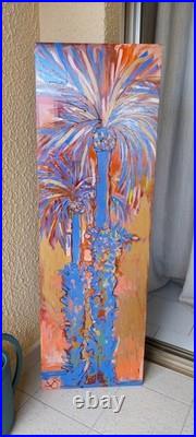 Peinture sur toile signée Marie-CélineChottin les 2 Palmiers bleus