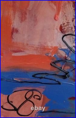 Peinture sur toile signée Marie-CélineChottin les 2 Palmiers bleus