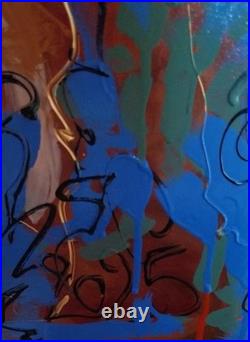 Peinture sur toile signée Marie-CélineChottin les 2 Palmiers bleus