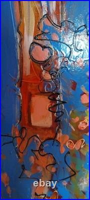 Peinture sur toile signée Marie-CélineChottin les 2 Palmiers bleus