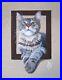 Peinture tableau chat Huile sur toile taille 35×27 cm