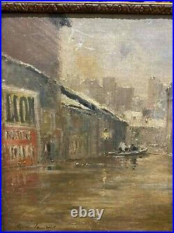Pierre Vauthier (1845-1916) Les Innondations De Paris, 1910 tableau ancien musée