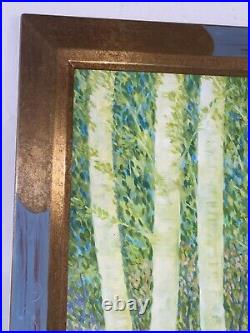 Pointillisme huile sur toile signee 80x80 cadre d art cleves