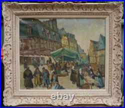 Pontivy le marché de Forestier vers 1930/50, Bretagne, Morbihan, cadre montparnasse