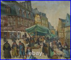 Pontivy le marché de Forestier vers 1930/50, Bretagne, Morbihan, cadre montparnasse