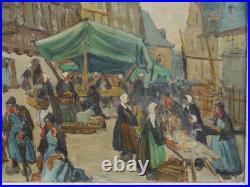 Pontivy le marché de Forestier vers 1930/50, Bretagne, Morbihan, cadre montparnasse