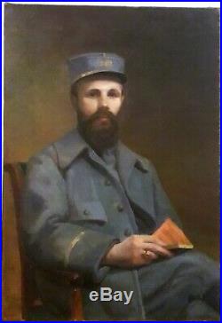 Portrait Dun Soldat En Uniforme Assis Huile Sur Toile Aimée Buquet 1919