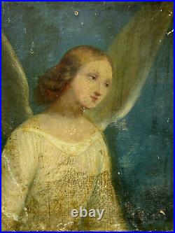 Portrait d'Ange & XVIII e & Huile sur Papier Marouflé sur carton & Peinture