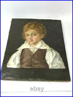 Portrait d'Enfant & Anonyme & XIX -ème Siècle & Peinture & Huile sur Toile & HST