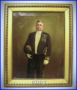Portrait d'Un Inspecteur Ou Préfet. Huile Sur Toile Signé J. Valentinelli 1910
