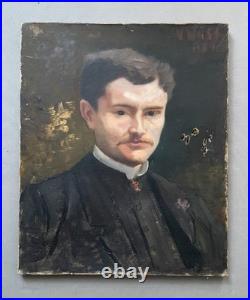 Portrait d'homme, Huile sur toile, Signature à identifier, Peinture XIXe