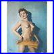 Portrait de femme nue Pin Up peinte à l’huile sur toile des années 1960