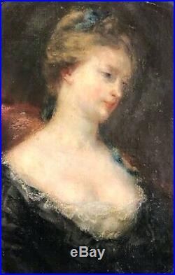 Portrait de femme peinture sur toile école française XVIII a priori XIXe