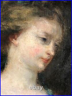 Portrait de femme peinture sur toile école française XVIII a priori XIXe