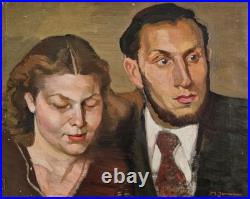 Portrait double par Michel Jamar Huile sur toile, années 1940, 42 x 34 cm