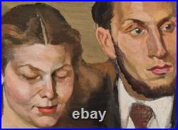 Portrait double par Michel Jamar Huile sur toile, années 1940, 42 x 34 cm