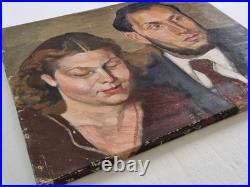 Portrait double par Michel Jamar Huile sur toile, années 1940, 42 x 34 cm