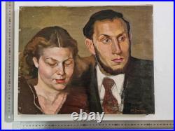 Portrait double par Michel Jamar Huile sur toile, années 1940, 42 x 34 cm