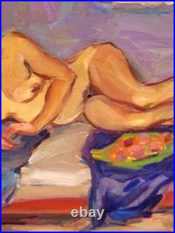 RAYMOND ESPINASSE L' Odalisque. Peinture huile sur toile marouflée sur bois