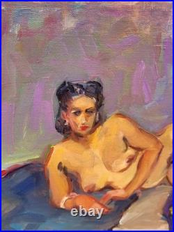 RAYMOND ESPINASSE L' Odalisque. Peinture huile sur toile marouflée sur bois