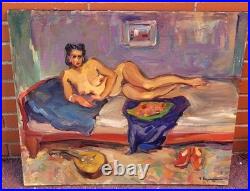 RAYMOND ESPINASSE L' Odalisque. Peinture huile sur toile marouflée sur bois RAYMOND ESPINASSE L' Odalisque. Peinture huile sur toile marouflée sur bois