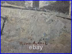 RENÉ GENIS (1922-2004) HUILE SUR TOILE SIGNÉE ENCADRÉE 37CM SUR 45CM Vue Urbaine