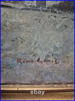 RENÉ GENIS (1922-2004) HUILE SUR TOILE SIGNÉE ENCADRÉE 37CM SUR 45CM Vue Urbaine