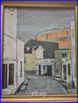 RENÉ GENIS (1922-2004) HUILE SUR TOILE SIGNÉE ENCADRÉE 37CM SUR 45CM Vue Urbaine