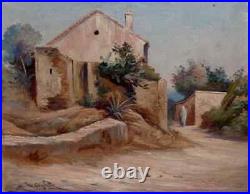 R. Aglietti 1878-1956. Lumineuse Toile Orientaliste & Paysage Animée En Algérie