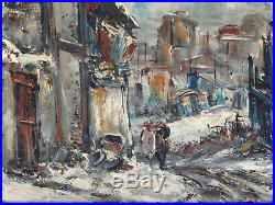 Raymond BESSE Huile sur toile Saint-Ouen Neige Paris Sacré-Coeur Impressionnisme