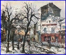 Raymond Besse Tableau Hst Peinture Originale Paris Montmartre Sous La Neige