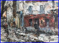 Raymond Besse Tableau Hst Peinture Originale Paris Montmartre Sous La Neige