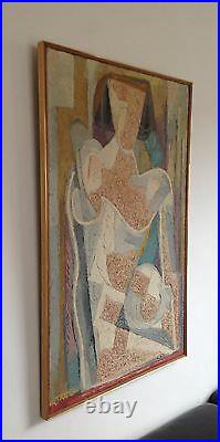 Raymond TRAMEAU Rare Grand Tableau HST 1967 Abstraction Cubiste Picasso 100x64cm