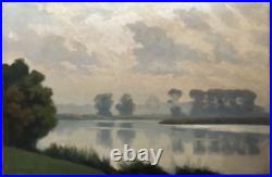 René Printemps huile sur panneau signée Villars-les-Dombes Étangs la Dombes art