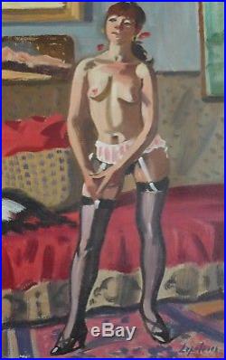Robert LEPELTIER (1913-1996) Femme nue peinture vers 1960