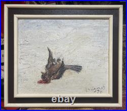 Robert Vignal (1929) Huile sur toile Signée Nature morte à l'oiseau 1970