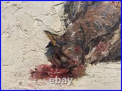 Robert Vignal (1929) Huile sur toile Signée Nature morte à l'oiseau 1970