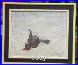 Robert Vignal (1929) Huile sur toile Signée Nature morte à l'oiseau 1970