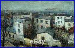 Roger Bertin 1915-2003. Grande & Magnifique Toile. Montmartre & Toits De Paris