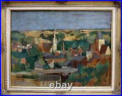 Roger Grillon 1881-1938. Grand & Lumineux Paysage. Le Village Au Bord De L'eau