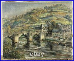 Roger SERPANTIE (1891-1974) huile sur toile vue présumée de l'Aveyron Occitanie