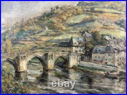 Roger SERPANTIE (1891-1974) huile sur toile vue présumée de l'Aveyron Occitanie
